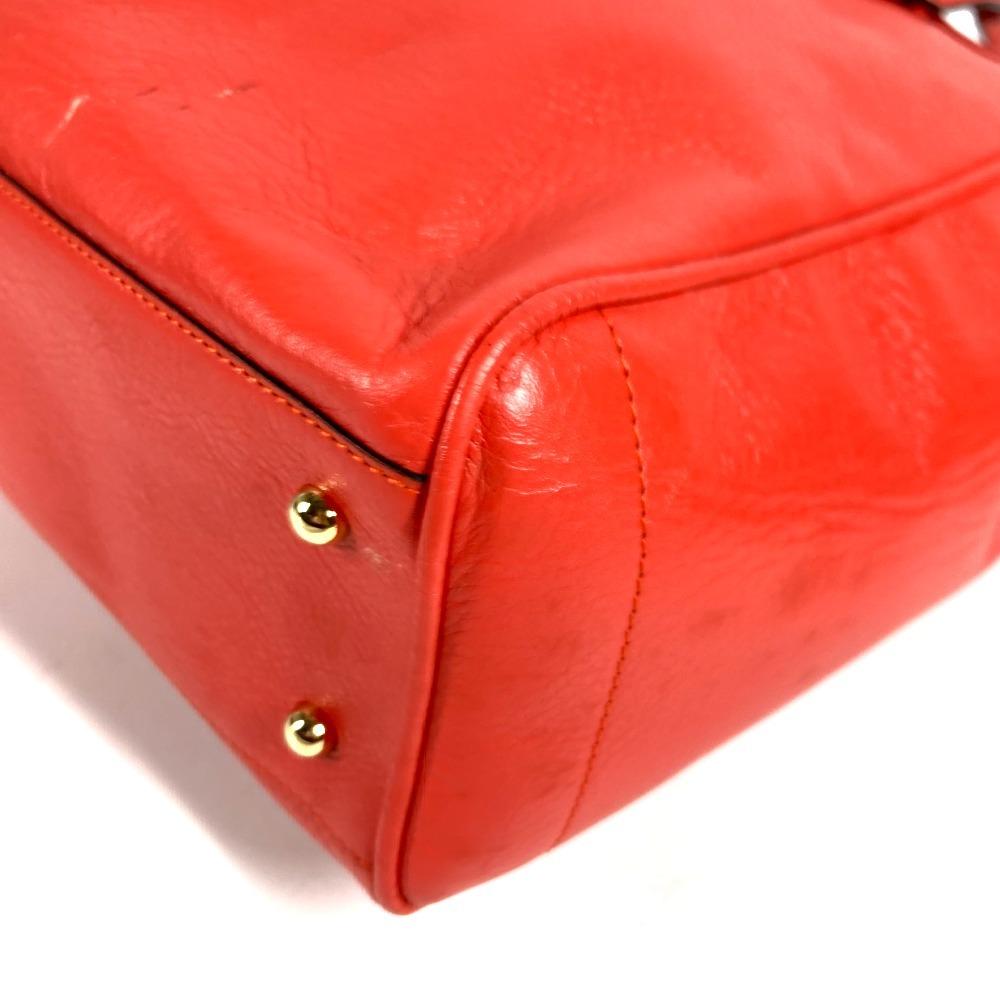 Loewe Logo Heritage Bag Tote Bag Shoulder Bag Leather Orange Red Based