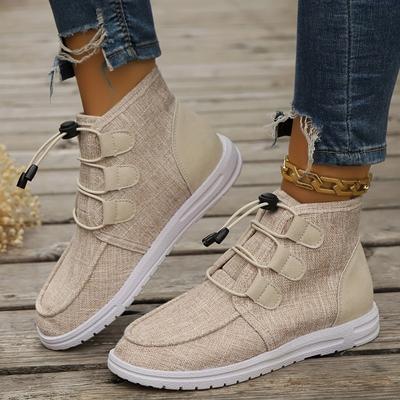Sneakers Casual Alte da Donna - Tessuto Traspirante e Suola in Gomma, Punta Tonda Comfort, Scarpe Versatili Marroni per Tutte le Stagioni, Casual