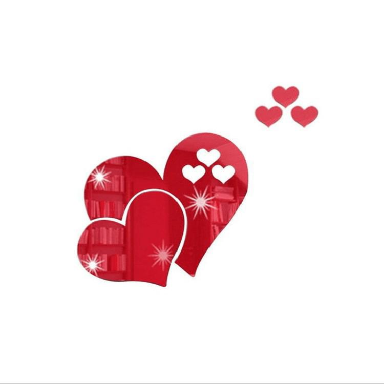 Self-Adhesive Heart Wall Stickers: 3D Acrylic Mirror for Living Room Decoration