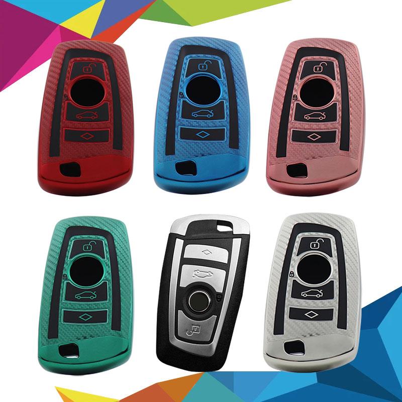 TPU Carbon Fiber Car Remote Key Cover Case Shell Key Fob for 1 3 5 7 Series X1 X3 X4 X5 F10 F15 F16 F20 F30 F18 F25 M3 M4 E34 Protector Holder