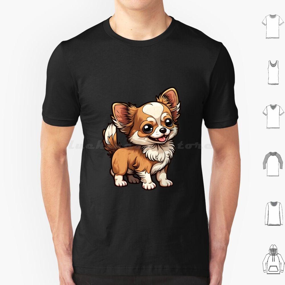 Long Hair Chihuahua Art Cute And Funny Dogs Breed T Shirt 6xl Cotton Cool Tee Chihuahua Dog Cute Long Hair Dogs Long Haired S