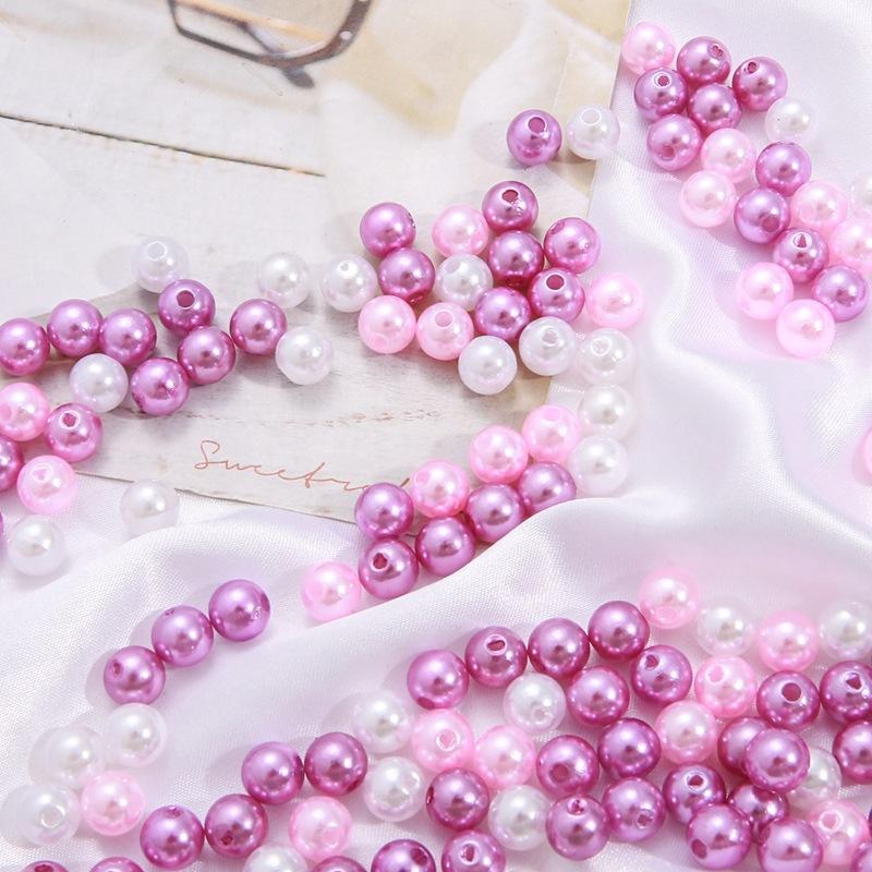 Color Abs Perforated Imitation Pearl Loose Beads Diy Hand-Woven Beaded Bracelet Homemade Jewelry Material
