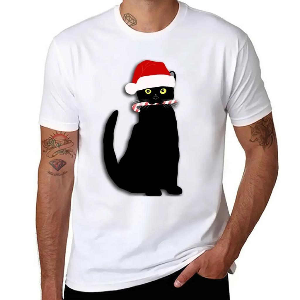 Christmas Cat T-Shirt for a Boy New Edition Mens Plain T Shirts