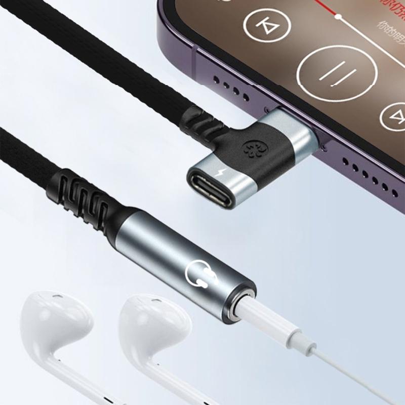 2 In 1 Type C To 3.5mm Extension Cable Fast Charging Portable for Headphone Mobile Phone Enhances Sound Output Quality