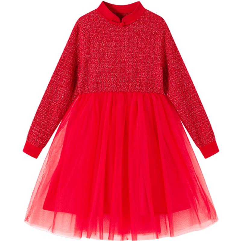 YEEHOO Girls Chinese Style Red Princess Dress 120