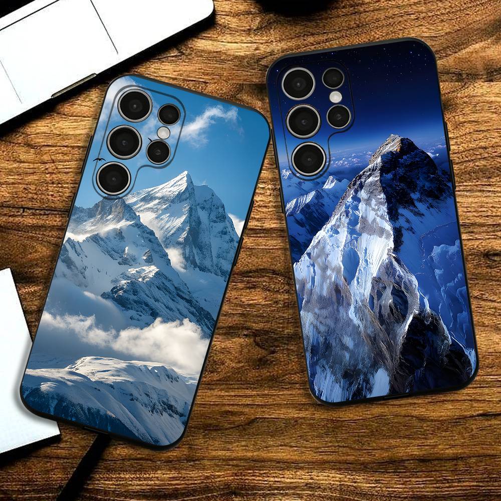 Snow Mountain Scenery Phone Silicone Case For Samsung S24,22,20,23,21,20 Ultra Plus Lite 5G Print Silicone Cover
