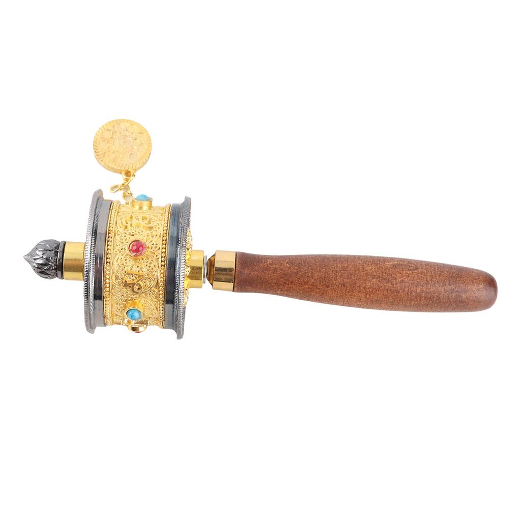 Legering Tibetaans Zes Woorden Mantra Handaangedreven Gebedsrad (Goud)
