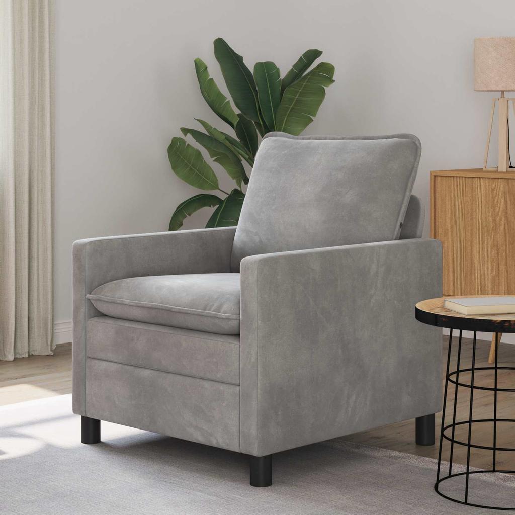 Sofa Light Grey 76 X 81 X 87.5 Cm Velvet