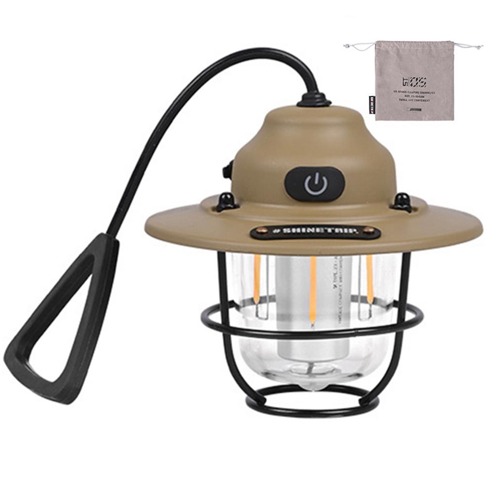 LED Camping Light 1200mAh Emergency Lantern Stepless Dimming Retro Atmosphere Chandelier Portable Hanging Tent Lamp for Fishing