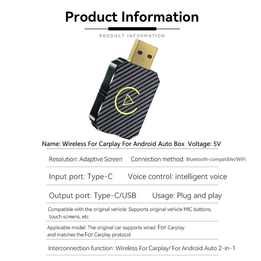 Innovative Dual Functionality Wireless Adapter Designed Specifically for Both For Android Auto and For Carplay Use