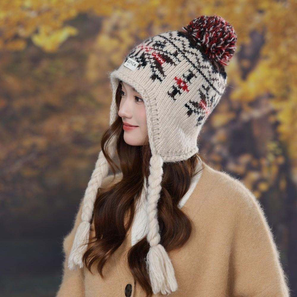 Weave Ear Protection Cap Y2k Women Wool Cap Cute Knitted Beanies Caps  Streetwear