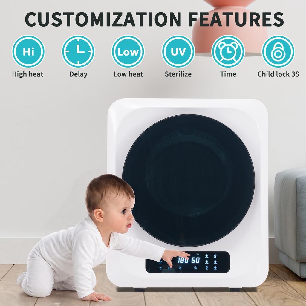Sèche-linge à évacuation, acier inoxydable, 3 kg, en réalité jusqu'à 4 kg, 850 W, filtration multiple, 6 programmes. Protection contre la surchauffe, montage mural [Classe énergétique G]