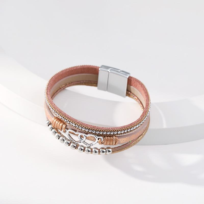 Multi Layer Leather Bracelet for Women Heart Accessories  Stylish Ladies Hand Jewelry Gift