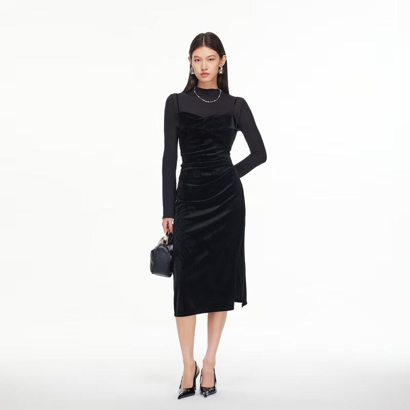 

VEROMODA Women s Faux Two-Piece Waist-Cinching Dress L