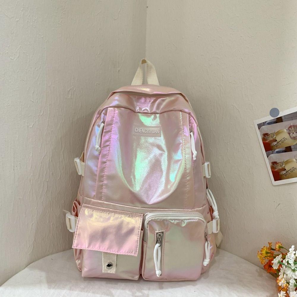 Gift Multi-Pocket Laser Backpack Korean Style Large Capacity Students School Bag Handbag Storage Bag Shoulder Bag Rucksacks