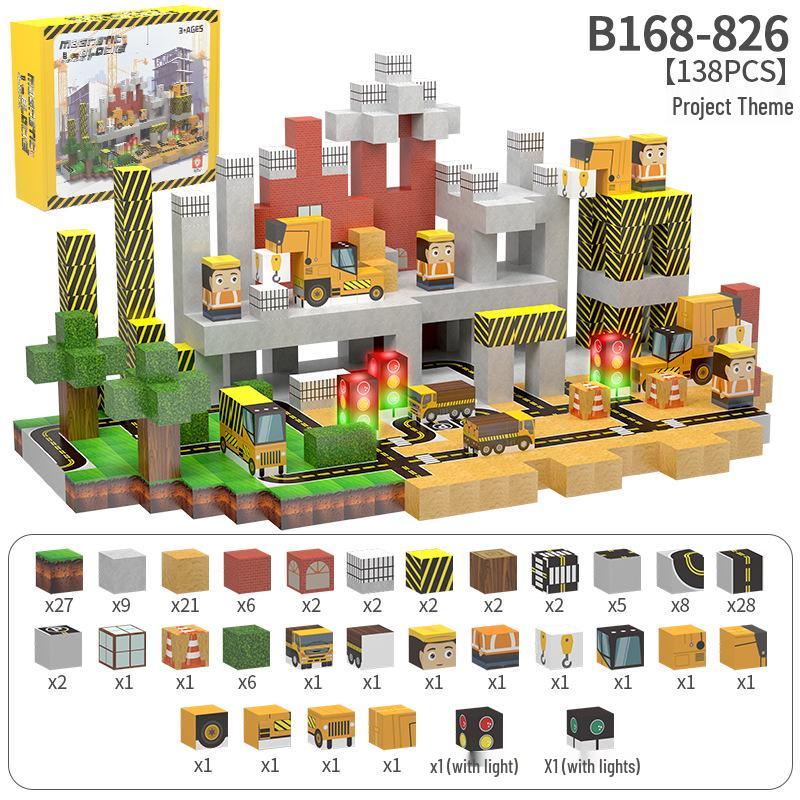2.0cm DIY Magnetic Building Blocks with Lights - Magnetic Cubes Military Engineering Farm Set