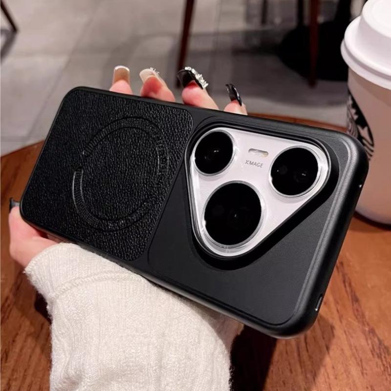 Applicable To Huawei Pura11pro Mobile Phone Case, Lychee Pattern, Advanced Magnetic Attraction, Ultra-thin Pura11pro Simple Heat Dissipation