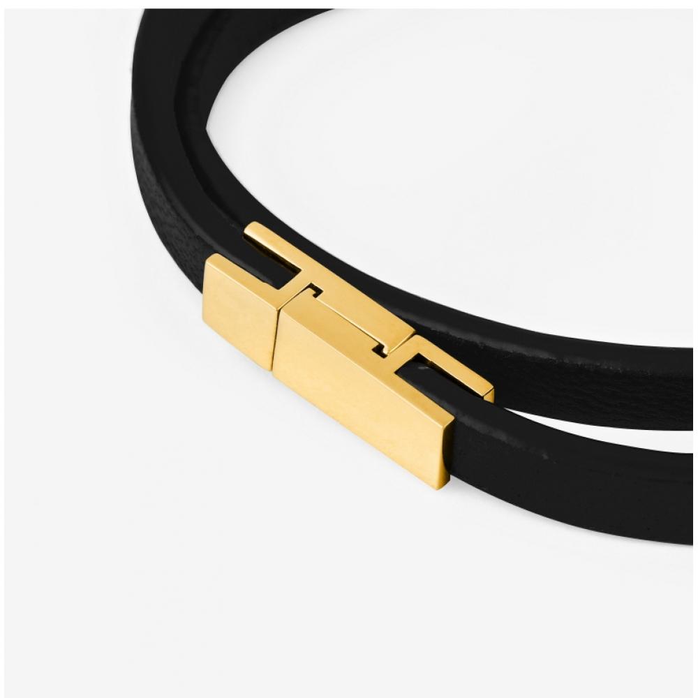 Saint Laurent Cassandra Monogram Opium Gold Double Wrap Slim Leather Bracelet 745602 Bl40j 1000