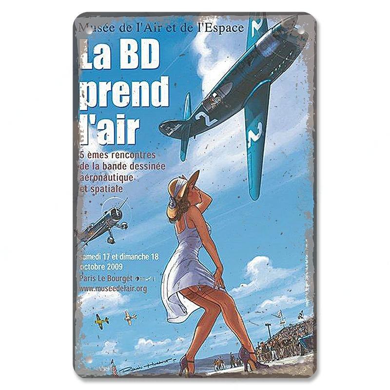 Vintage Airplane Posters Metal Tin Signs Decor Model Plane Meeting Aerien Metal Plate Wall Decor Bar Club