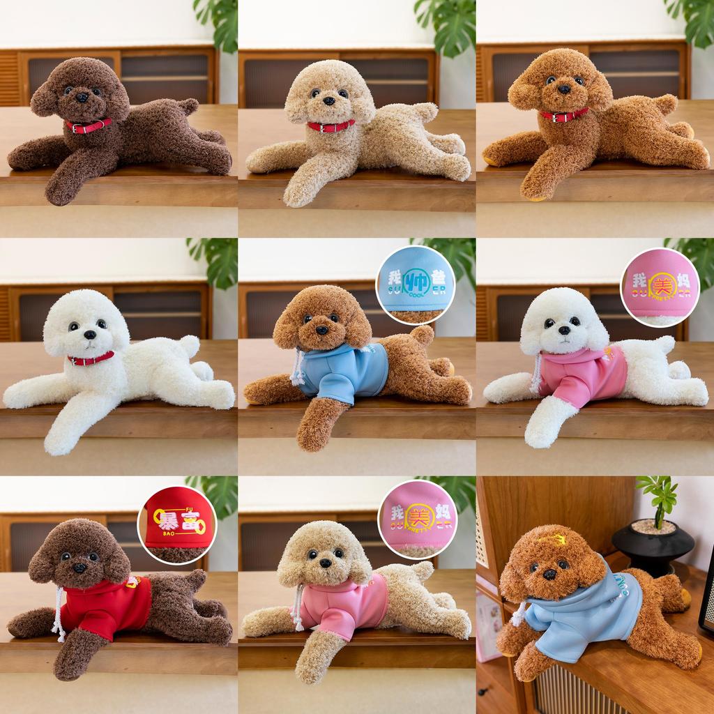 Teddy Hoodie Dog Plush Toy Cute Cartoon Collar Animal Doll Girl Birthday Gift
