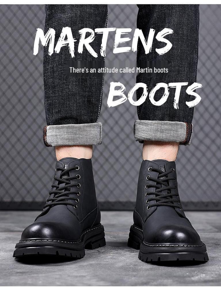 Men's British-Style Yellow Winter Boots - Thickened Velvet Lining, Martin Design, Trendy Desert Workwear, Cotton Shoes.