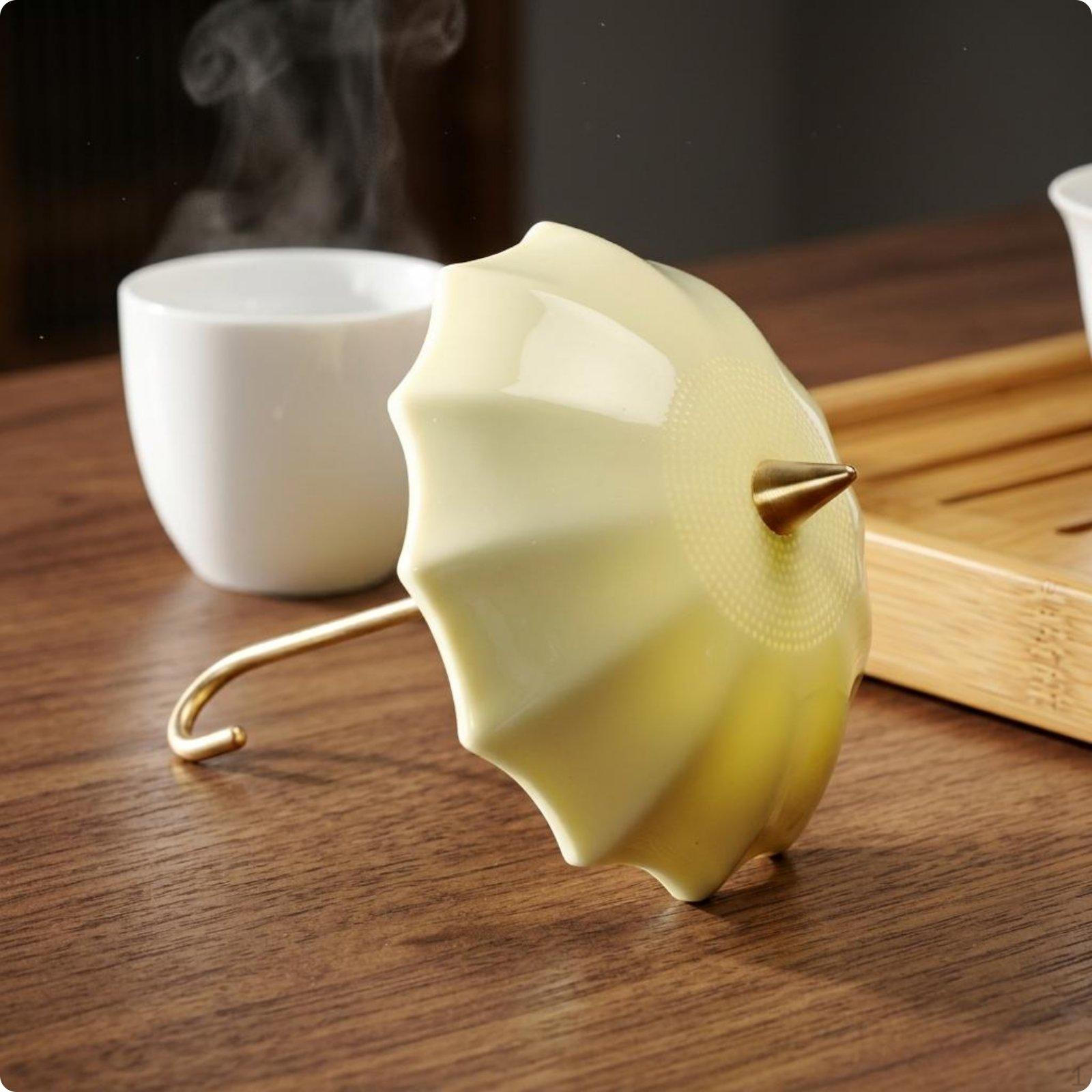 Umbrella Tea Strainer Creative Design Ceramic Easy to Clean Teaware for Home Ylw Jade Ylw Jade Umbrella