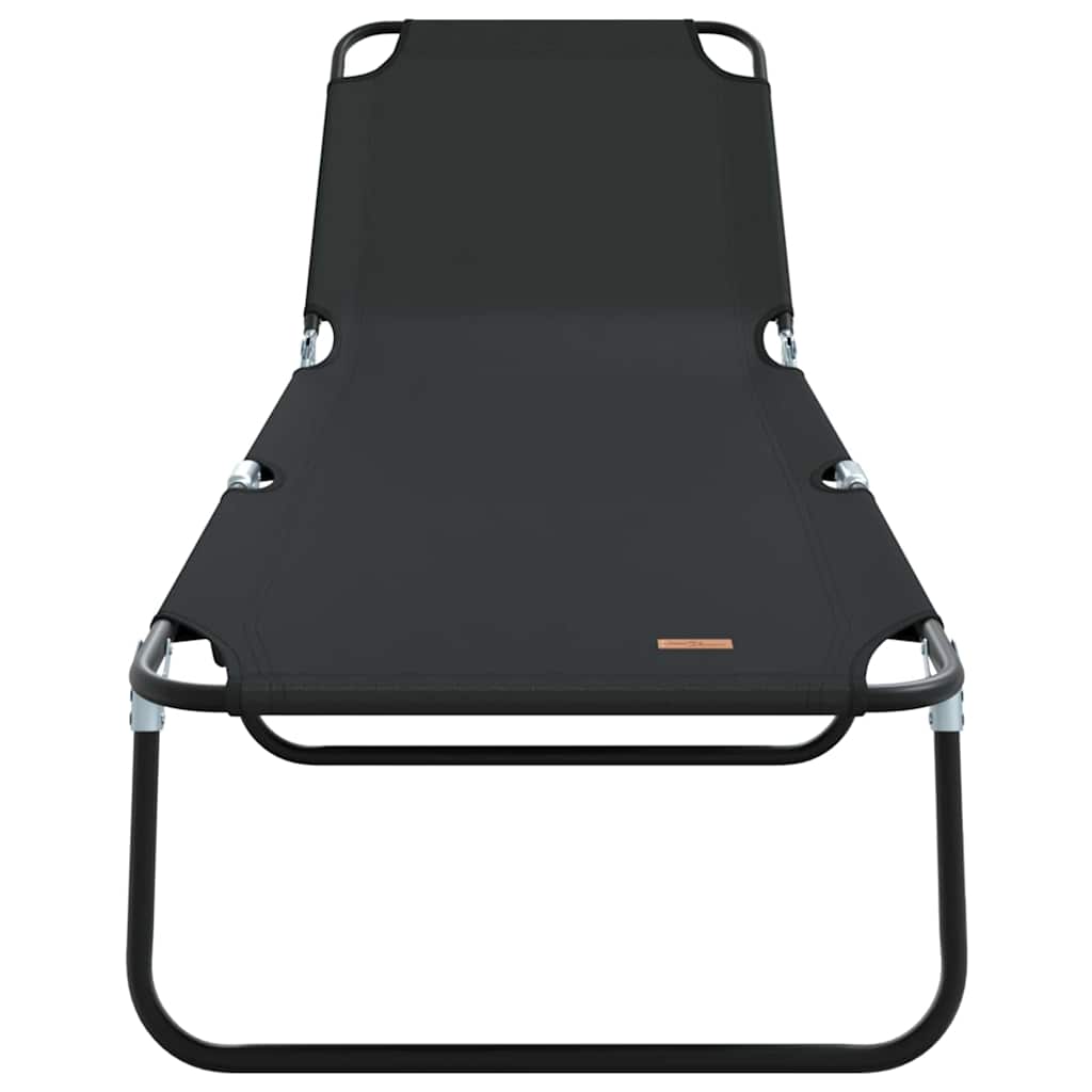 Folding Sun Lounger Black 188 X 57 X 86.5 Cm Polyester