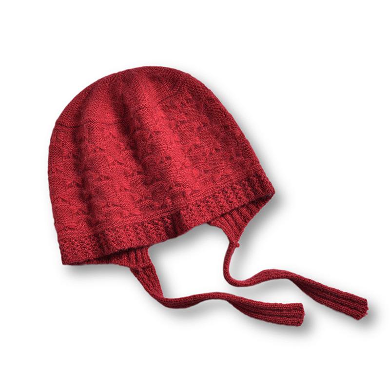 Ladies' 100%Cashmere Butterfly Braid Knitted Hat For Autumn And Winter Fashion Windproof And Leisure Baotou Ear Protection Hat