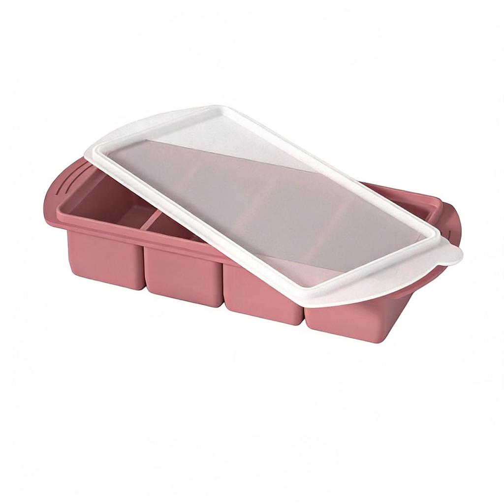 Frozen Soup & Baby Food Silicone Ice Cube Tray - 4/2 Grids, Freshness Storage Box.