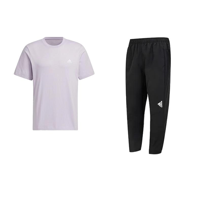

Adidas Logo Round Neck Short Sleeve T-Shirt Comfortable Long Pants Casual Sports Suit Men suit JI9067+HN8529 XL