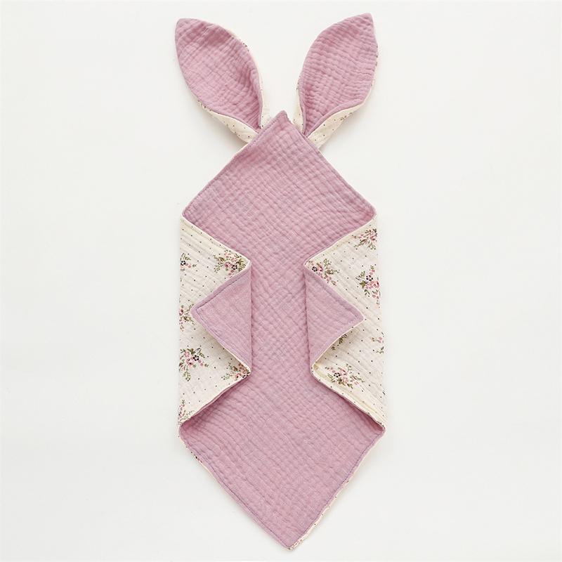 Cute Rabbit Ears Baby Muslin Cotton Comforter Blanket Soft Newborn Sleeping Toy Kid Sleep Soothe Appease Towel Bibs Saliva Towel