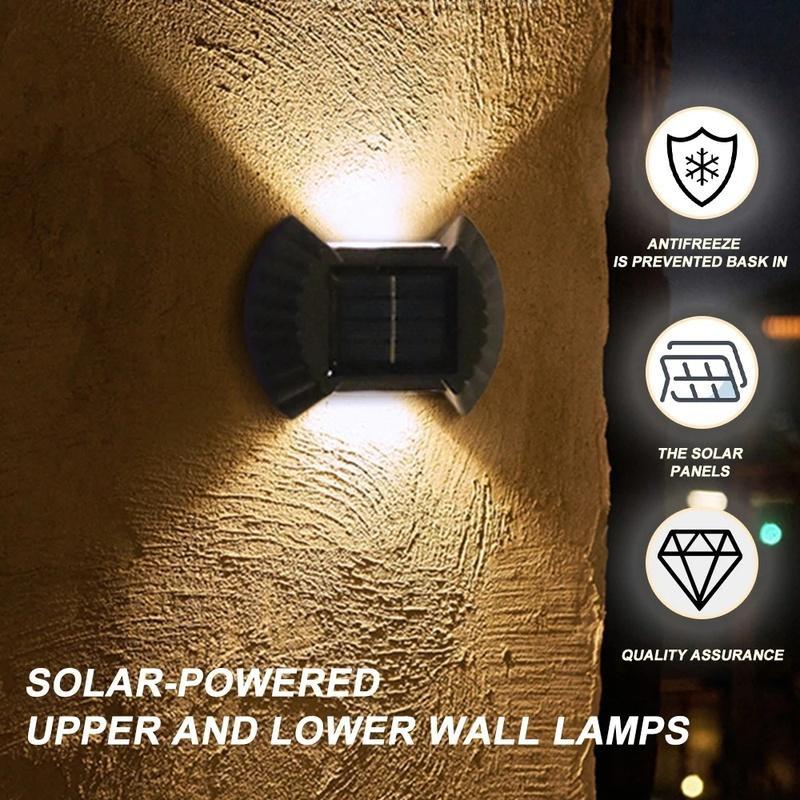4Pcs/1Set Outdoor Solar Lamp LED Solar Light Wall Street Light Lamp Solar Powered Sunlight 8 LED Lamp Garden Decorative