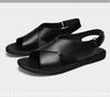 Men's Plus Size Leather Slides: Casual, Breathable, Non-Slip Summer Sandals. Versatile Beach Shoes in Sizes 46-47.