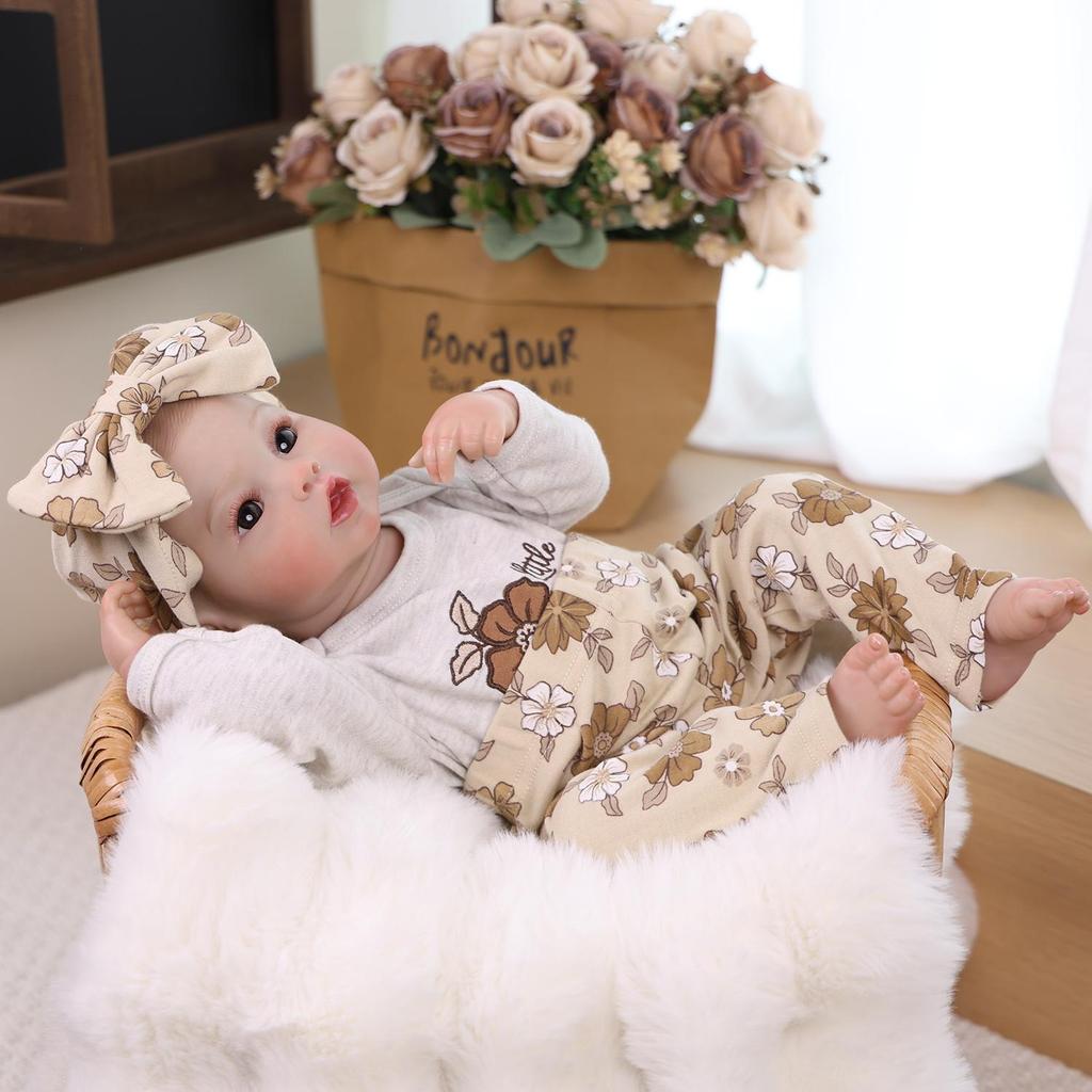 18 Inch Realistic Reborn Baby Doll Full Silicone Vinyl with Visible Veins Newborn Girl Doll Toddler Toy Gift