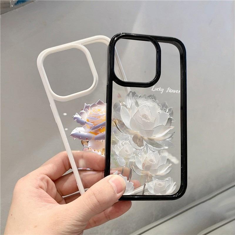 Luxury Adanced Roses Phone Case For Iphone 17 Air 16 15plus 14 13 12 11 Pro Max Clear Stylish Cover Elegant Protective Funda