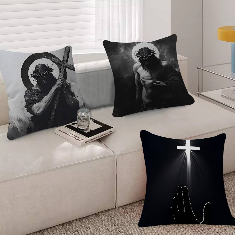 Son Of God Jesus Cross Holy Light Pillowcase Toon Gift Cushion Cover Bedroom Home Sofa Chair Seat Decor Pillow Case