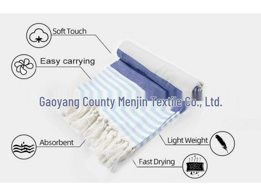 Turkey Striped Cotton Tassel Beach Towel for Adults