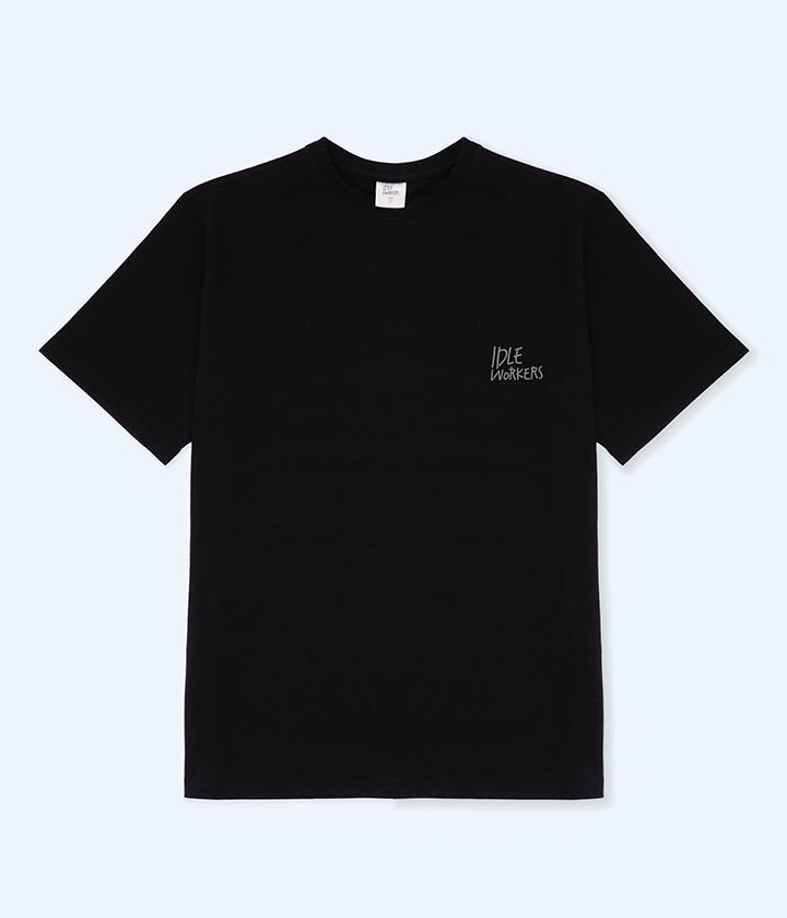 Idle Workers Authentic Logo Semi-Oversized Short Sleeve T-Shirt_Black 2