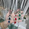 Elegant Rhinestone Cat's Eye Sweater Necklace - Versatile Autumn/Winter Pendant for Women
