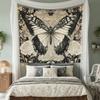 Vintage Black Butterfly Floral Tapestry Peach Skin Wall Hanging Gothic Rose Botanical Art Aesthetic Room Decor for Bedroom Dorm