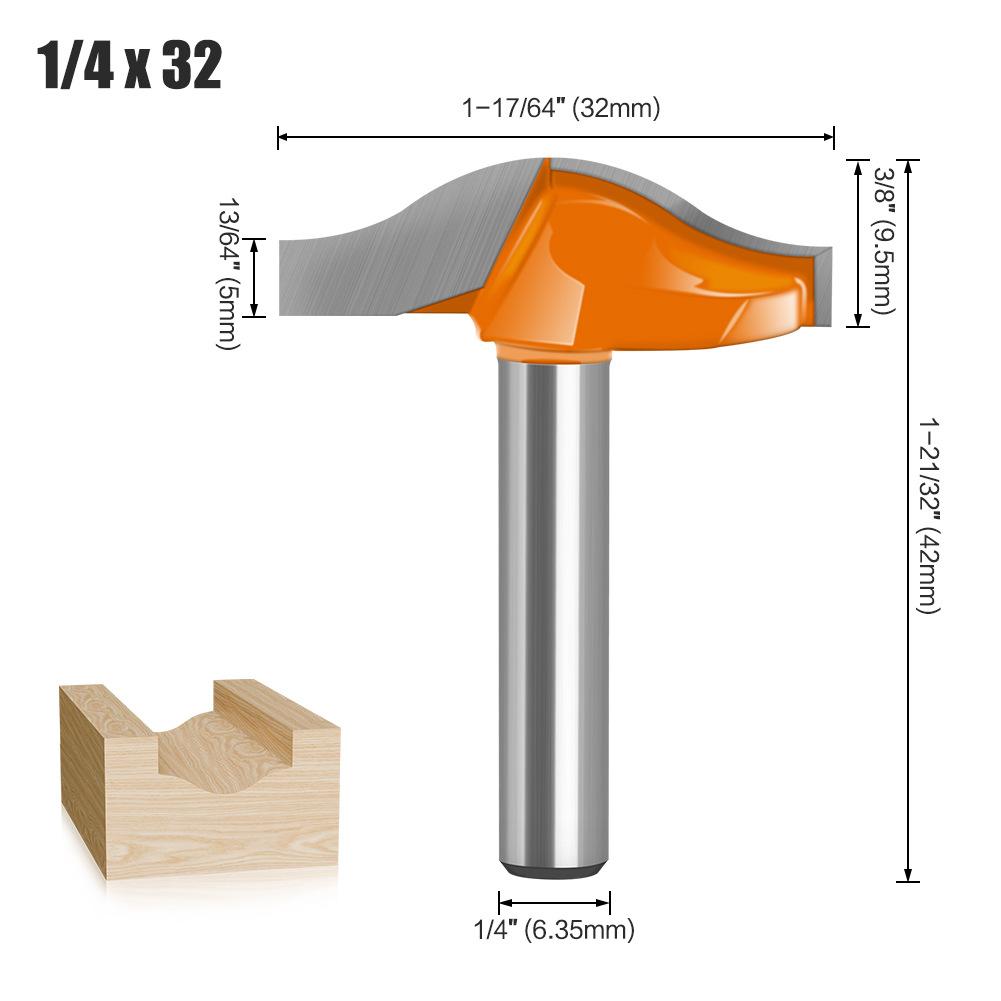 

Woodworking Arc Clearing Knife Door Panel Knife Cabinet Line Knife Slotting Knife Edge Trimming Machine Knife Head Thread Knife Head Tungsten Steel Clear Arc Knife Red 1/4 * 32