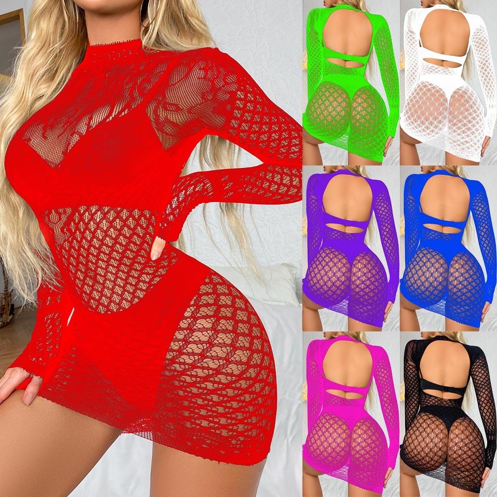 Dress Backless Bodycon Dress Erotic Lingerie Fishnet Hollow Out