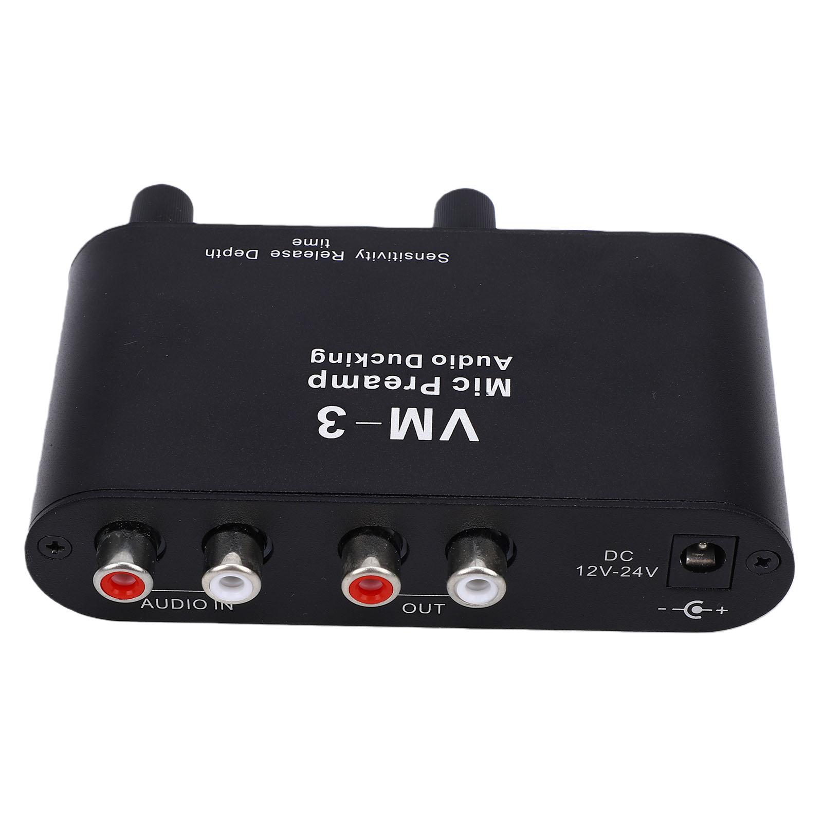 

Microphone Preamp 3.5mm 6.35mm Mic Input AV Input Output 36dB Adjustable Gain Mic Preamplifier with Sound Ducking for