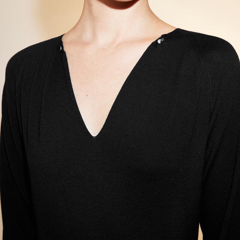 LESS 2023 Spring Elegant Long-Sleeve V-Neck Sweater Dress