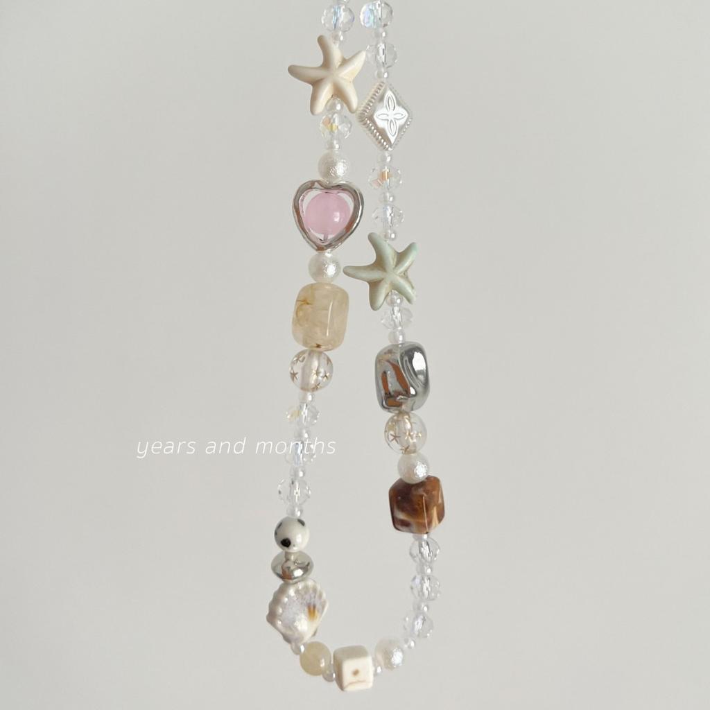 Fashion Blue Series Women Phone Charm Summer Ocean Short Phone Straps for Girls Lovely Retro Schoolbag Pendant Phone Accessories