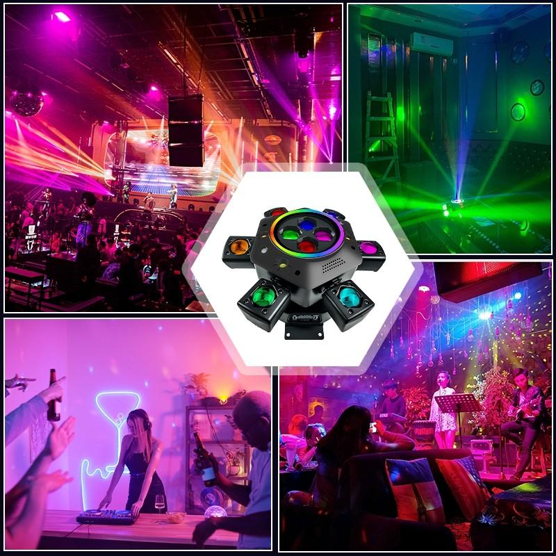 DMX512 150W Bar/KTV/Stage Performance 360° Beam Six-Arm Bee-eye Laser Moving Head Disco Light LED Stage Effect Light