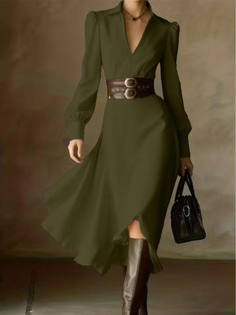 Autumn 2025 Elegant White Waist-Cinched French Formal Dress