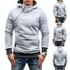 Autumn Winter Men Hoodie Slant Zipper Contrast Color Patchwork Pullover Thick Slim Fit Hooded Sweatshirt Streetwear