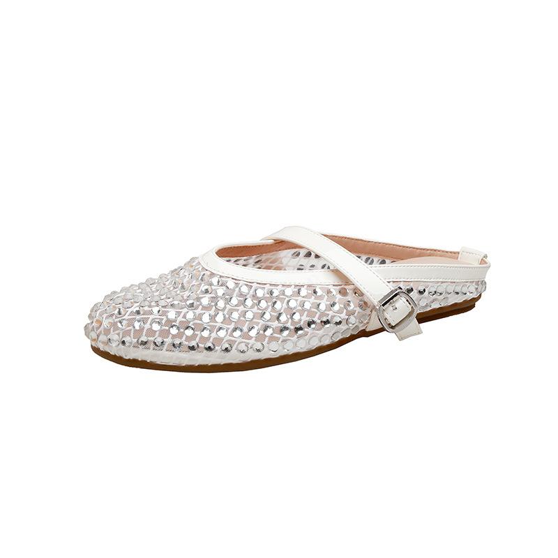 

Виноградная мать того же стиля, тапочки с закрытым носком для женского лета, новые полые сетчатые сандалии-полушлепки для женщин 35