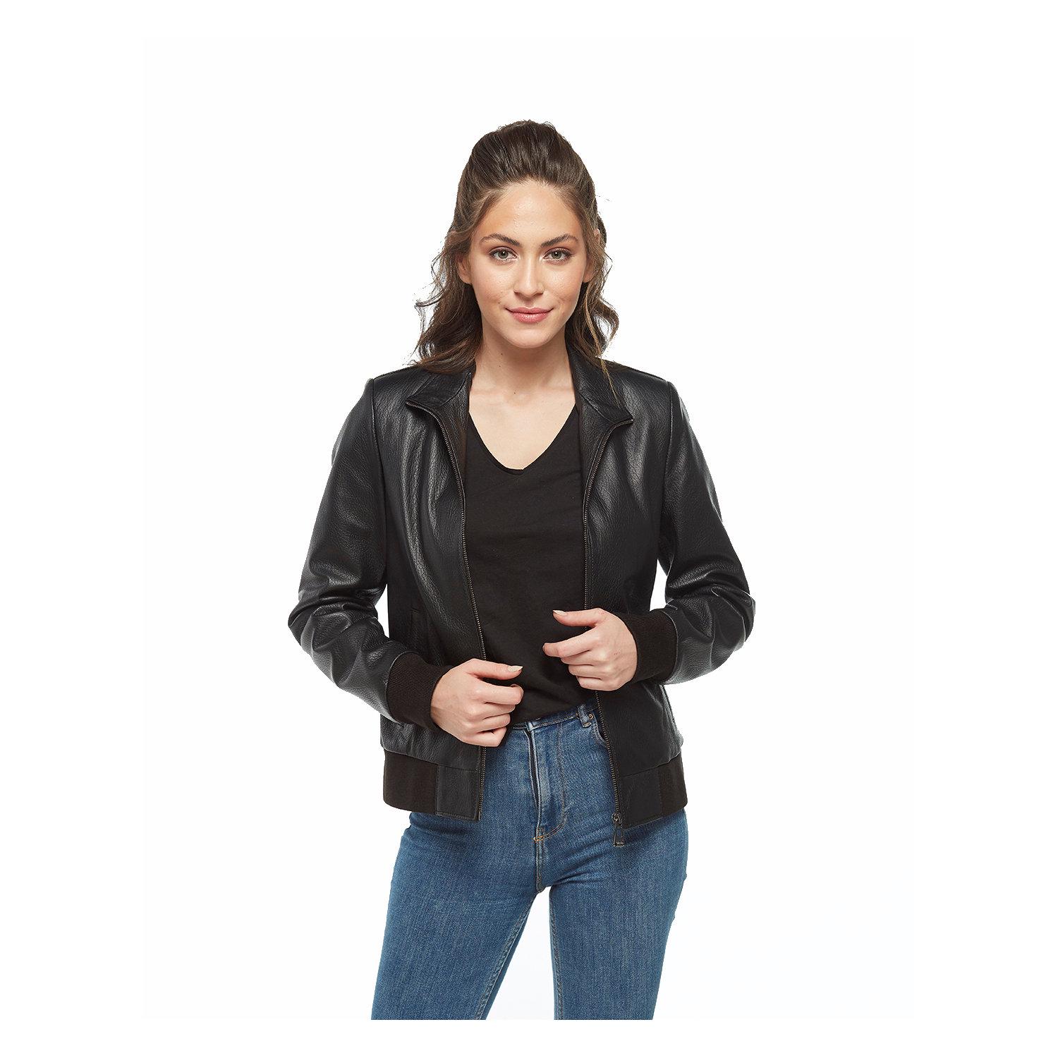 

Женское кожаное пальто Marta Black Jumbo XS чёрный